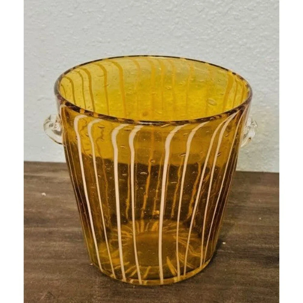 Venini for Disaronno murano art glass amber bubble ice bucket(w)